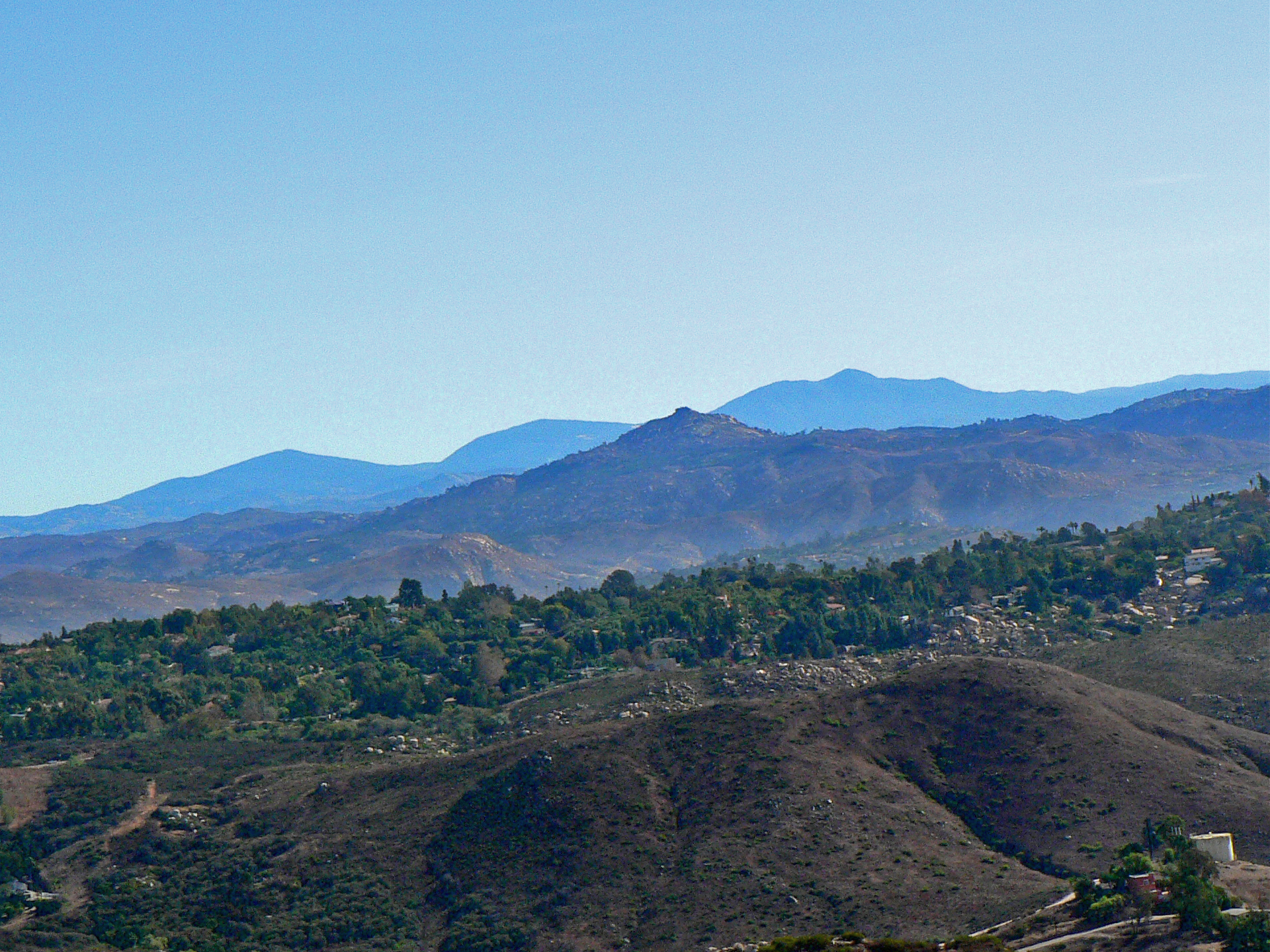 View of Starvation Mtn. (front) & Cuyamaca Mountains (back) from trail.
